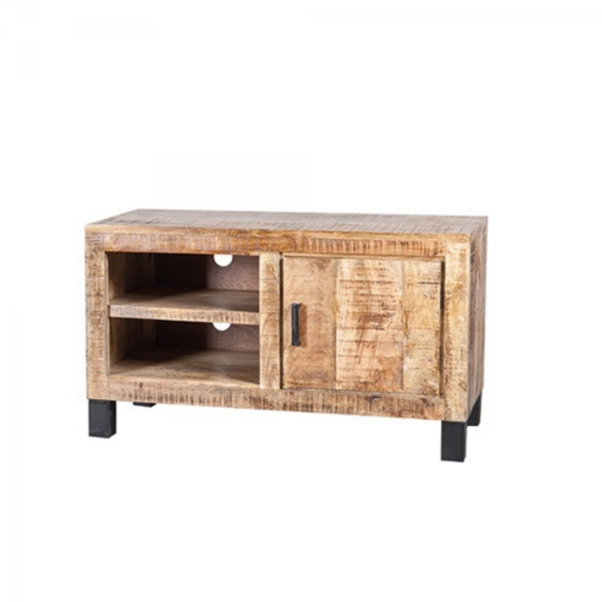 Promo Petit meuble TV 100cm en bois massif 1 placard 2 niches GILTY - MeublesEtDesign.com