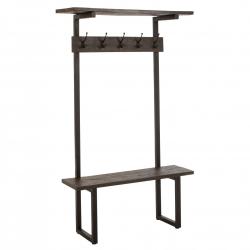 Promo Portant d'entrée avec banc en bois massif PRAGUE - MeublesEtDesign.com