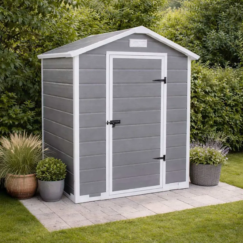 Abri de jardin Lys - 128x94x196cm en plastique résistant avec porte battante - Ducatillon
