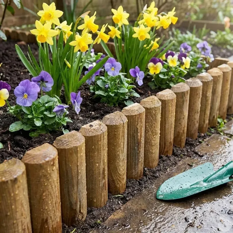 Bordure bois à planter Ø 7x15 / 30x105 cm - Ducatillon