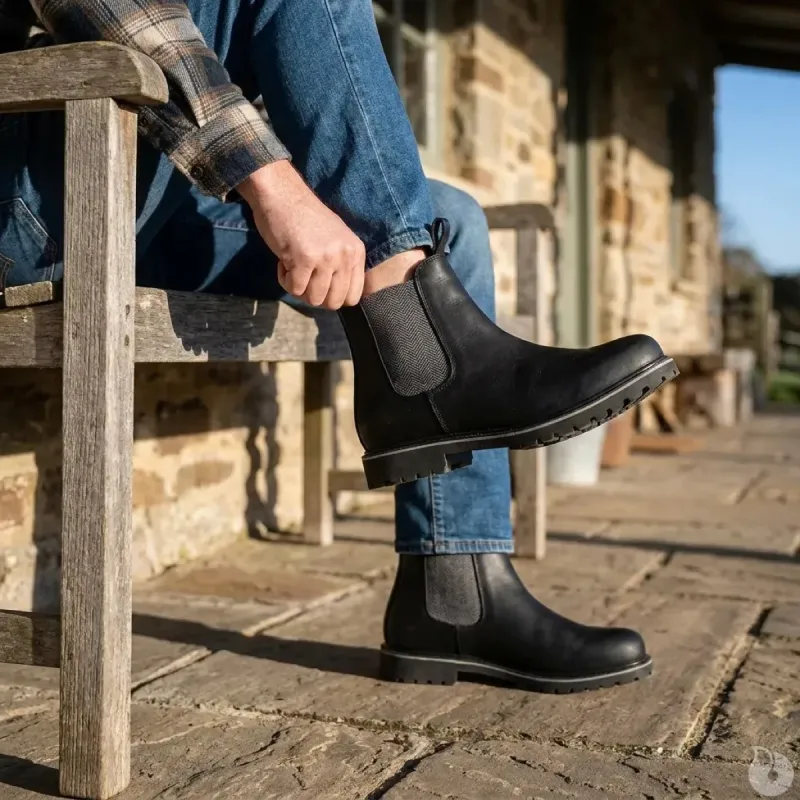 Bottines Chelsea Heritage Farmer Brighton cuir noir 40 à 47 - Taille 47 - Ducatillon
