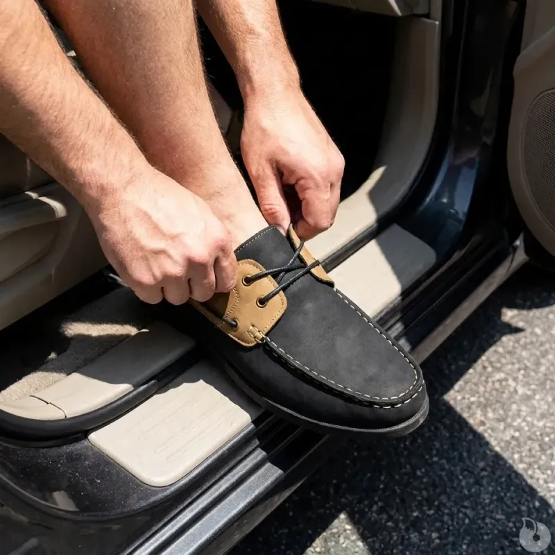 Chaussures bateau confort synthétique noir et beige 40 à 46 - Taille 43 - Ducatillon