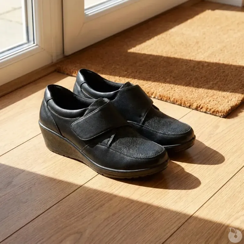 Chaussures scratch noir talon compensé PU - Fermeture pratique - Taille 38 - Ducatillon
