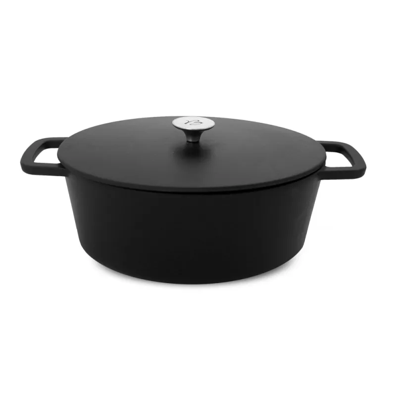 Cocotte en fonte d'aluminium noire diam.20cm + couvercle - Ducatillon