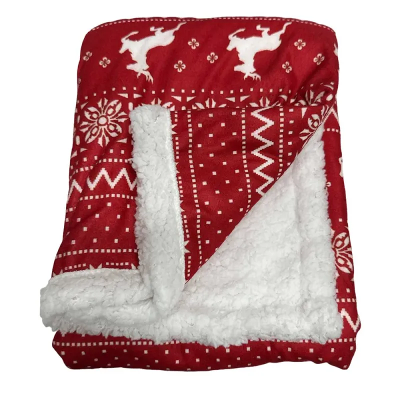Couverture Noël Sherpa Rouge 100x75cm - Ducatillon