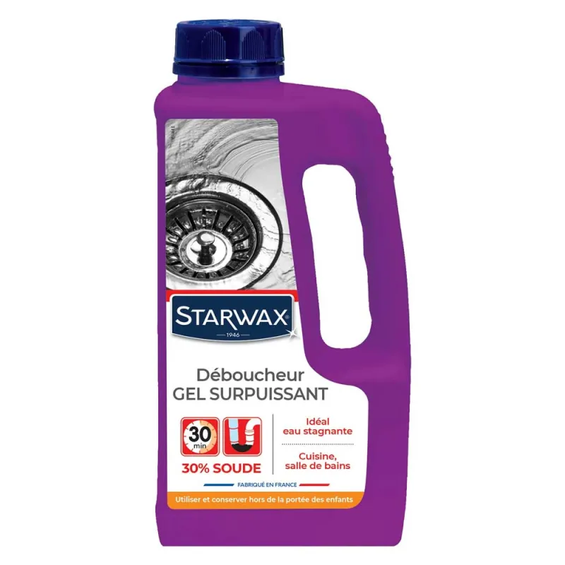 Déboucheur gel surpuissant soude caustique 30% 1L Starwax