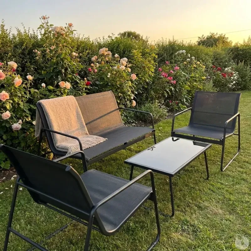 Ensemble Relax Salon de Jardin 4 Pièces en Acier et Textilène - Ducatillon