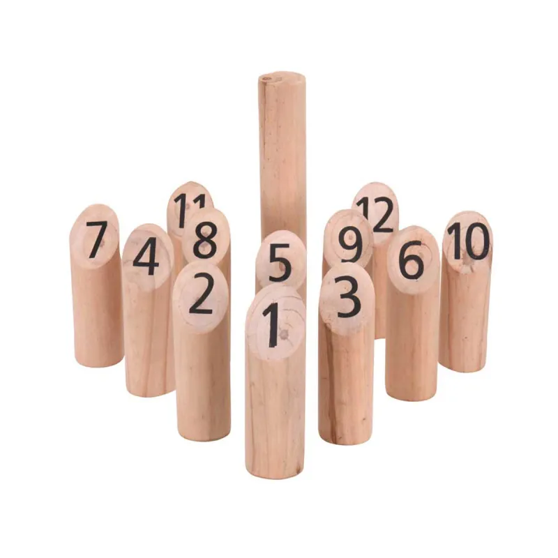 Jeu de Mölkky en Bois - Quilles Numérotées + Sac en Coton - Ducatillon