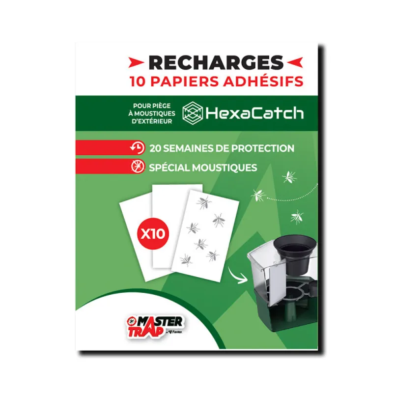 Lot de 10 feuilles adhésives pour piège anti-ponte moustiques Hexacatch - Ducatillon