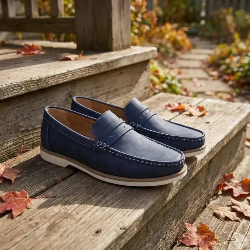 Mocassins Homme en Synthétique Bleu Marine - Tige Basse - Taille 42 - Ducatillon
