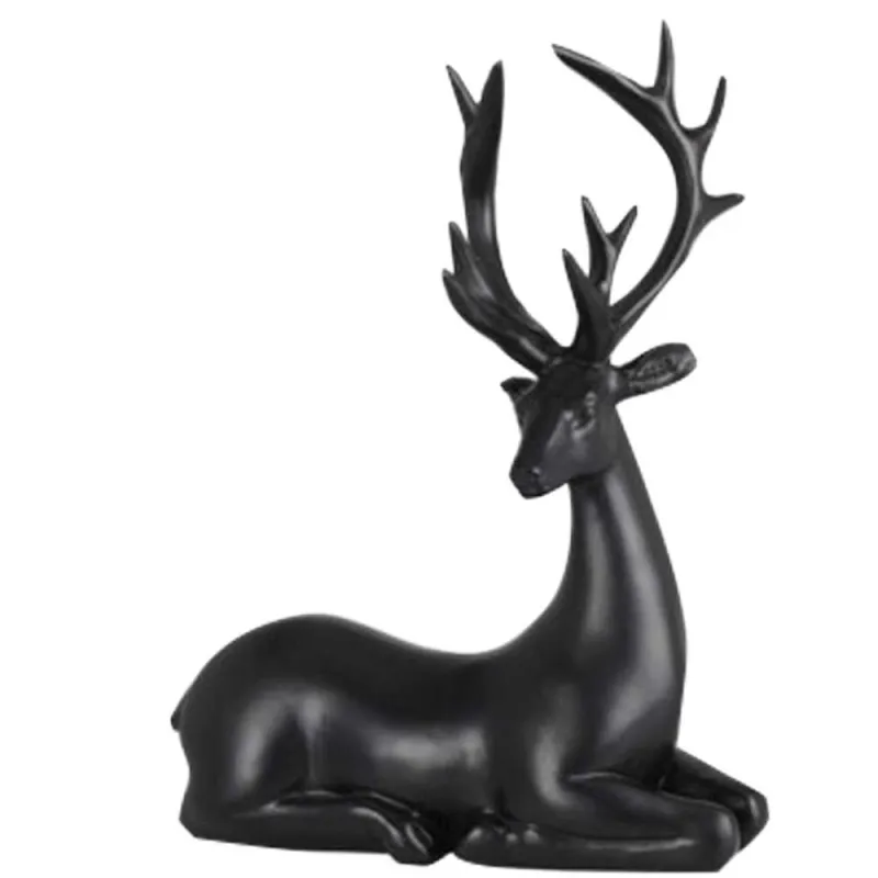 Renne couché noir 20cm - 16x6,5x20,5cm - Décoration Noël - Ducatillon