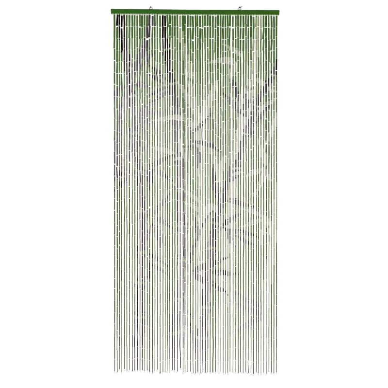 Rideau de porte en bambou peint motif tiges vertes - 90x200cm - Ducatillon