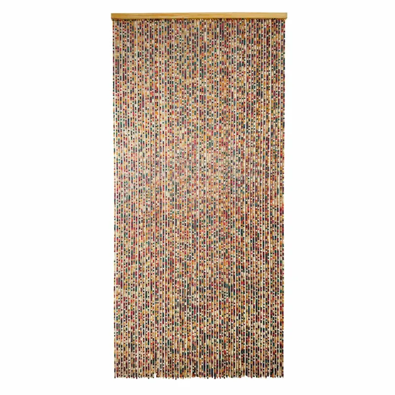 Rideau de porte en perles de bois Pop - 90x200cm multicolore - Ducatillon