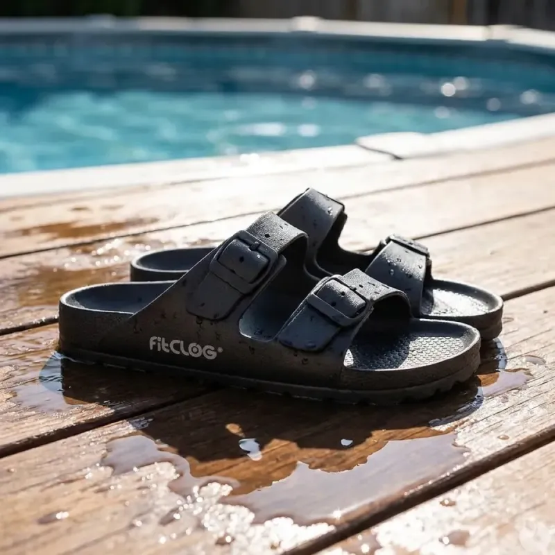 Sandales Like EVA ultra légères double bride noires 280g 36 à 45 - Taille 44 - Lemigo