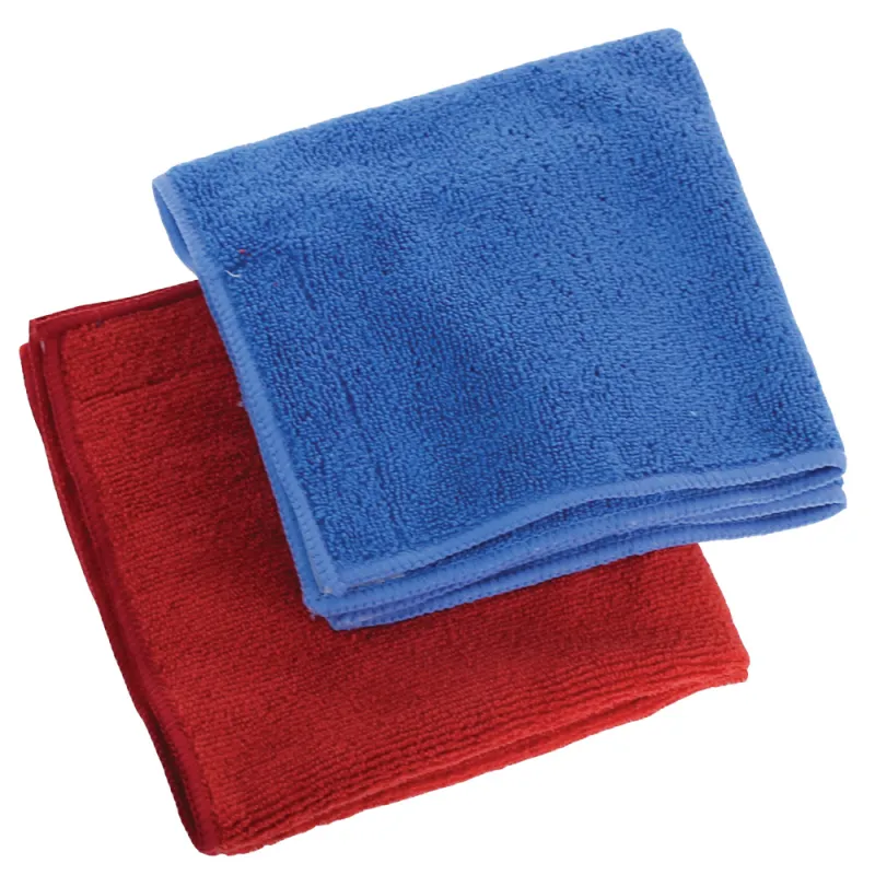 Serpillères pour balai en microfibre bleues et rouges Lot de 4 - Ducatillon