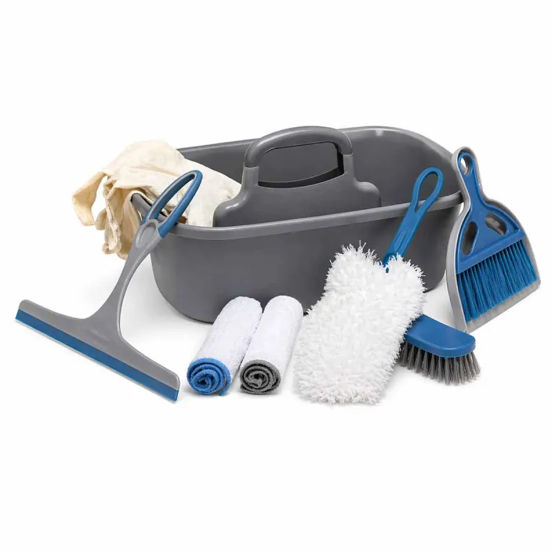 Set nettoyage 8 pièces microfibre brosse pelle balayette gants - Ducatillon