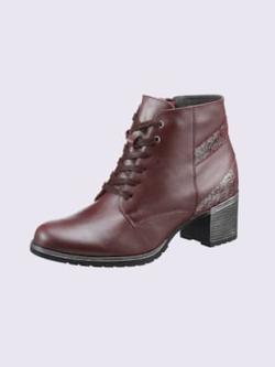 Bottines à lacets de fabrication portugaise, couleur : rouge foncé uni, taille 41, 100% cuir de vache - helline