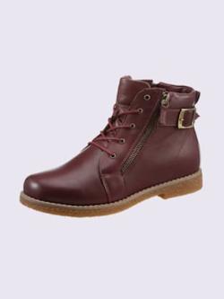 Bottines à lacets cuir nappa de vache, rouge foncé uni, taille 40 - helline