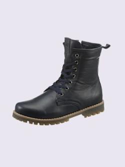 Bottines à lacets cuir nappa de vache, coleur bleu - HELLINE