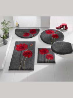 Tapis de bain acrylique, coleur anthracite-rouge - HELLINE