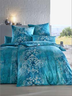 Linge de lit qualité brillante, coleur turquoise - HELLINE