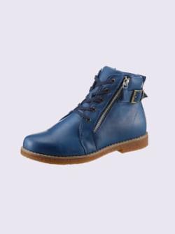 Bottines à lacets cuir nappa de vache, bleu clair uni, taille 39 - helline