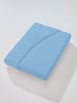 Drap-housse élasthanne : tenue infroissable, coleur bleu clair - HELLINE