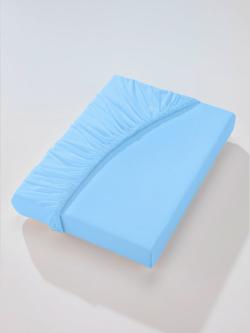 Drap-housse élasthanne : tenue infroissable, coleur bleu clair - HELLINE