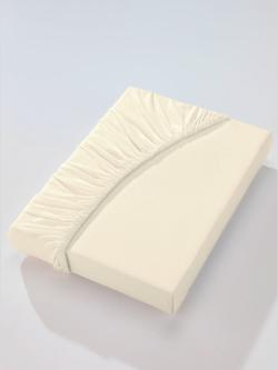 Drap-housse maille fine peignée, couleur couleur ivoire, taille 1 pièce 120x200 cm, largeur excédentaire, marque Biberna - helline