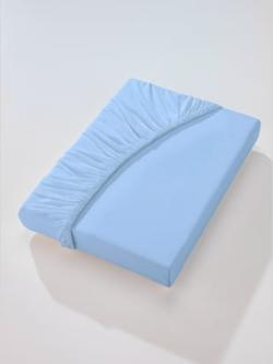 Drap-housse jersey maco à repassage superflu, coleur bleu clair - HELLINE