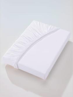 Drap-housse très extensible, coleur blanc - HELLINE