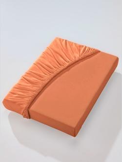 Drap-housse jersey fin maco à repassage superflu, Jersey maco, orange foncé uni, taille 1 pièce 180x200 - 200x200 cm, Estella - helline