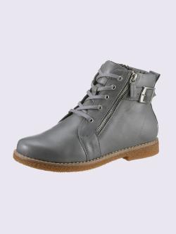 Bottines à lacets cuir nappa de vache, gris moyen uni, taille 39 - helline