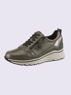 Baskets mélange de cuir de chèvre et de vache, couleur vert, taille 39 - helline
