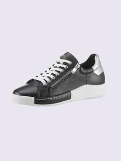 Baskets cuir nappa de vache, noir uni, taille 41 - helline
