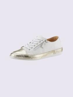 Baskets cuir nappa de vache, couleur blanc, taille 42 - helline