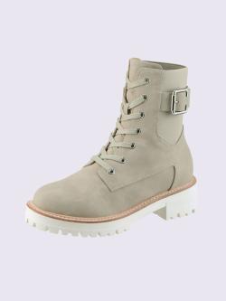 Bottines à lacets matière synthétique, couleur gris, taille 37 - helline