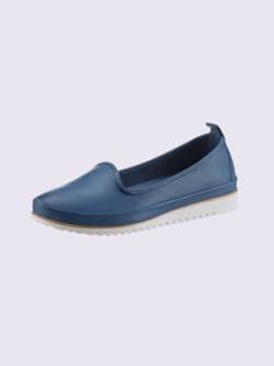 Trotteurs semelle intérieure amovible en cuir, bleu foncé uni, taille 41 - helline