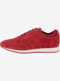 Chaussures à lacets cuir velours vachette doux, coleur rouge - HELLINE
