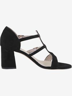 Sandales cuir nappa ou velours chèvre doux, couleur noir - HELLINE