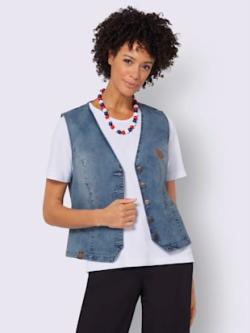 Gilet en jean qualité coton, couleur bleu, taille 52, marque Collection L - helline
