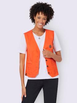 Gilet en jean qualité coton, couleur orange, taille 56, marque Collection L - helline