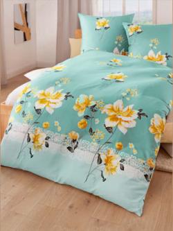 Linge de lit renforcé lisse, couleur sauge imprimé - HELLINE