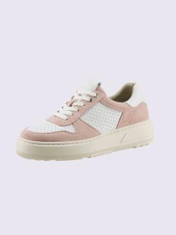 Baskets cuir de bœuf nappa et velours, couleur rose, taille 36 - helline