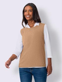 Débardeur en tricot tricot fin et doux, couleur marron, taille 46, marque Best Connection - helline