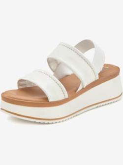 Sandales compensées chaussures en cuir avec brides élastiques pour un confort optimal, blanc uni, taille 40, LASCANA - helline