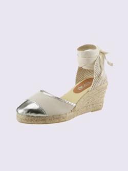 Sandales compensées de fabrication espagnole, marron clair à motifs, taille 40 - helline