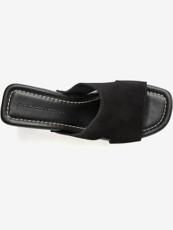 Mules tendance en cuir de qualité et imitation bois mode, couleur noir, taille 36, marque French Connection - helline