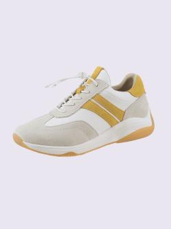 Baskets cuir de bœuf nappa et velours, couleur blanc, taille 38 - helline