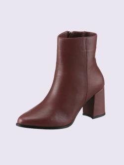 Bottines cuir nappa de vache, rouge foncé uni, taille 41 - helline